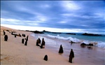 Burned out barges in the Galapagos